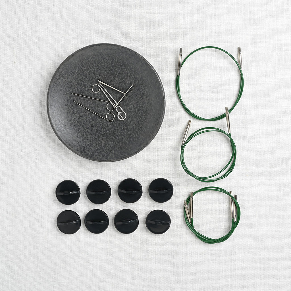 Lykke Grove 3.5" Interchangeable Circular Needle Set, Green Basketweave Case