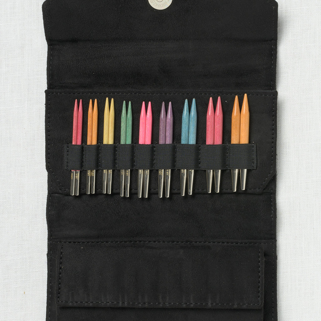 Lykke Colour 3.5" Interchangeable Circular Needle Set, Black Vegan Suede Case