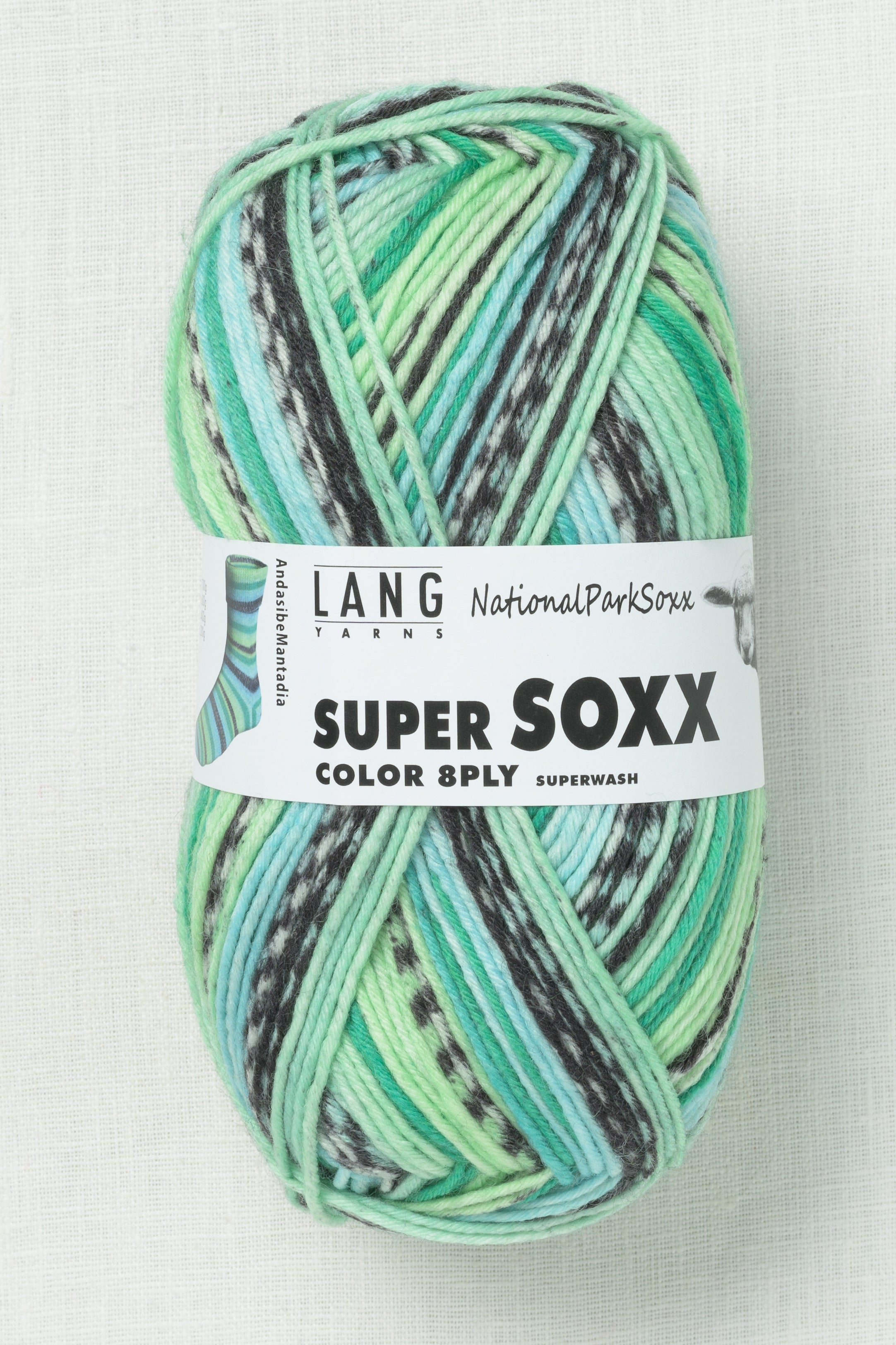 Lang Yarns Super Soxx Color 8-Ply 483 Andasibe Mantadia – Wool and