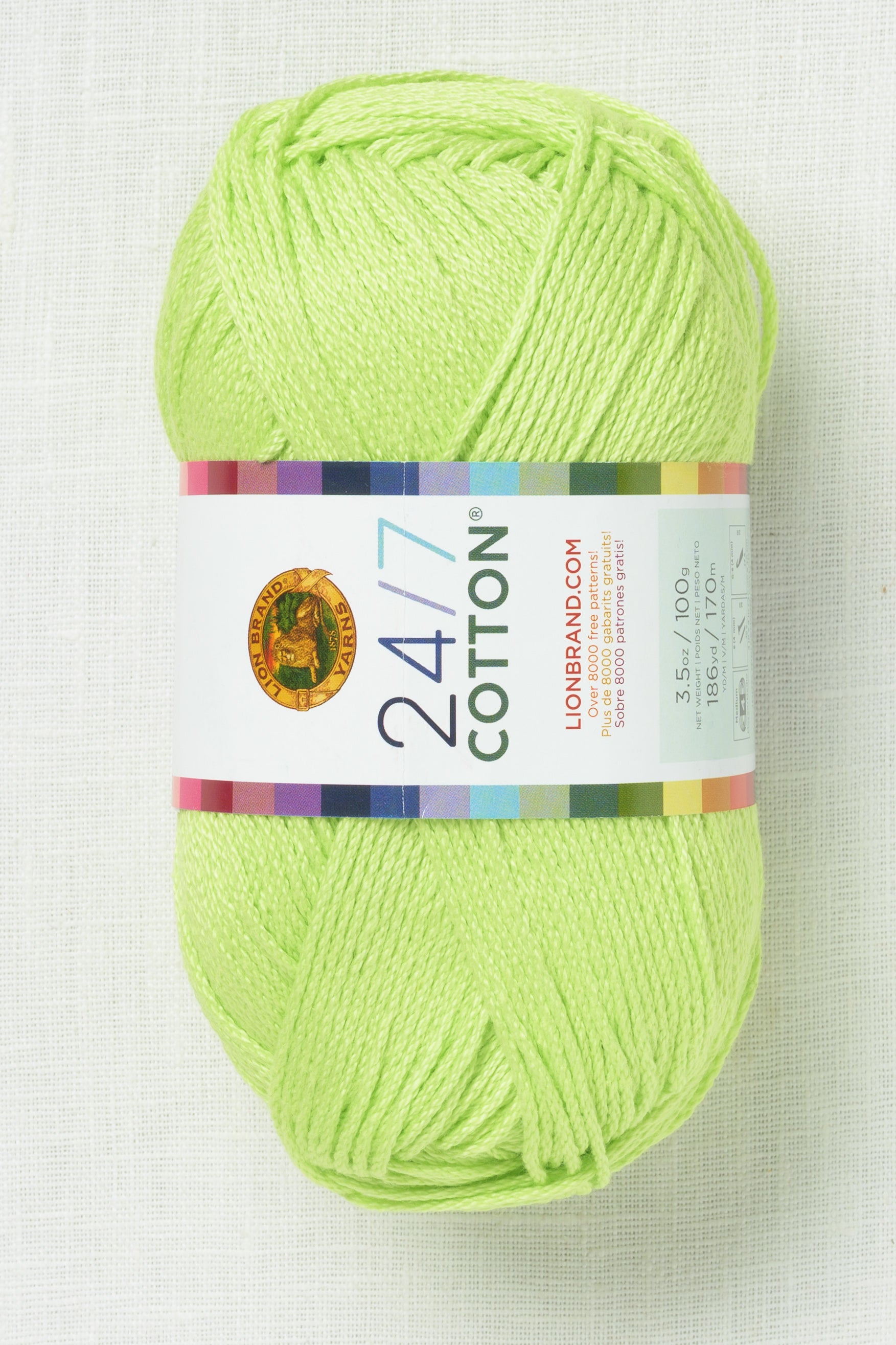 Lion Brand 24/7 Cotton 170J Lime – Wool and Company