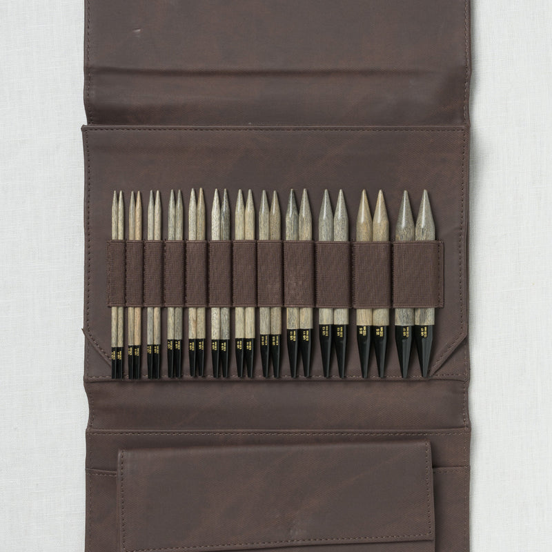 Lykke Driftwood 5" Interchangeable Circular Needle Set, Cacao Vegan Leather Case