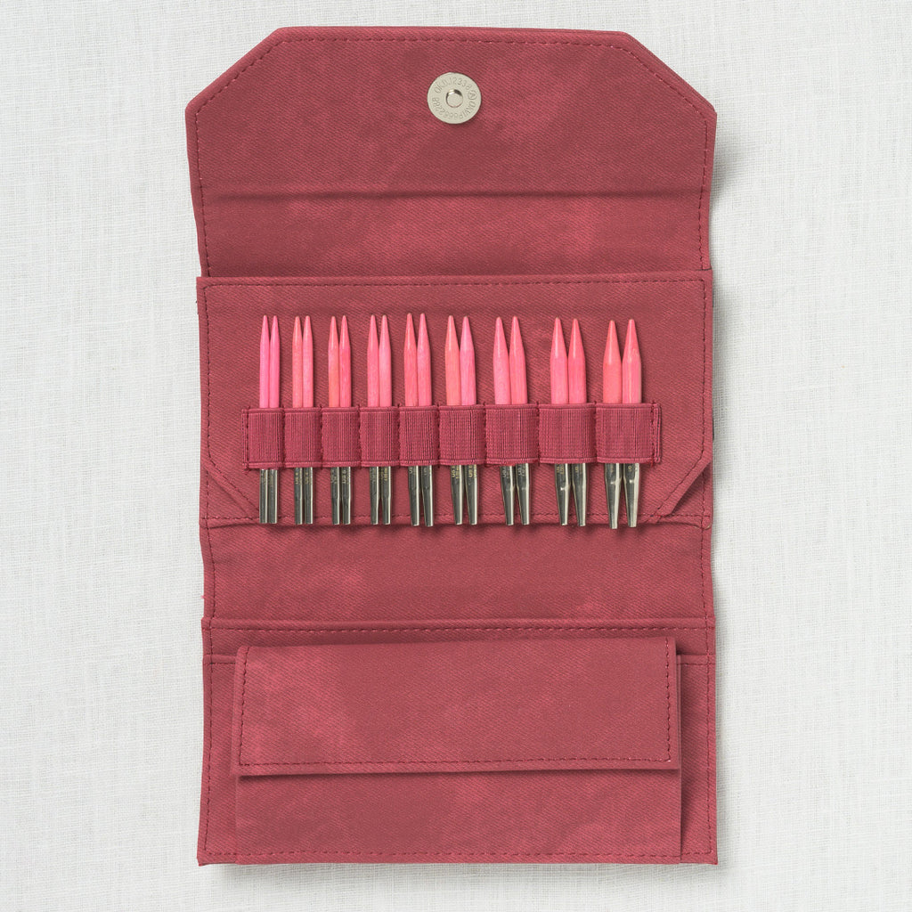 Lykke Blush 3.5" Interchangeable Circular Needle Set, Crimson Denim Case