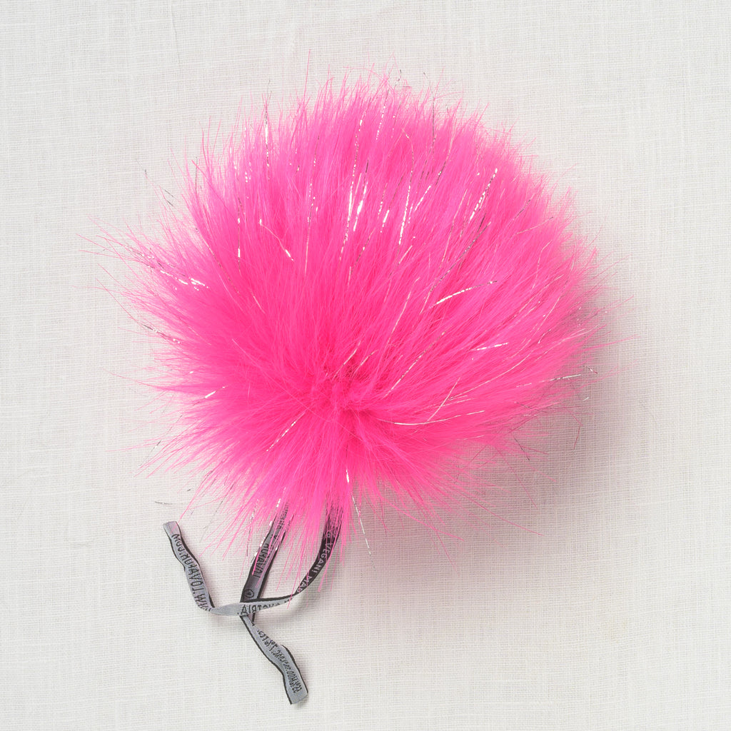 Luxe Faux Fur Pom Pink Sparkle