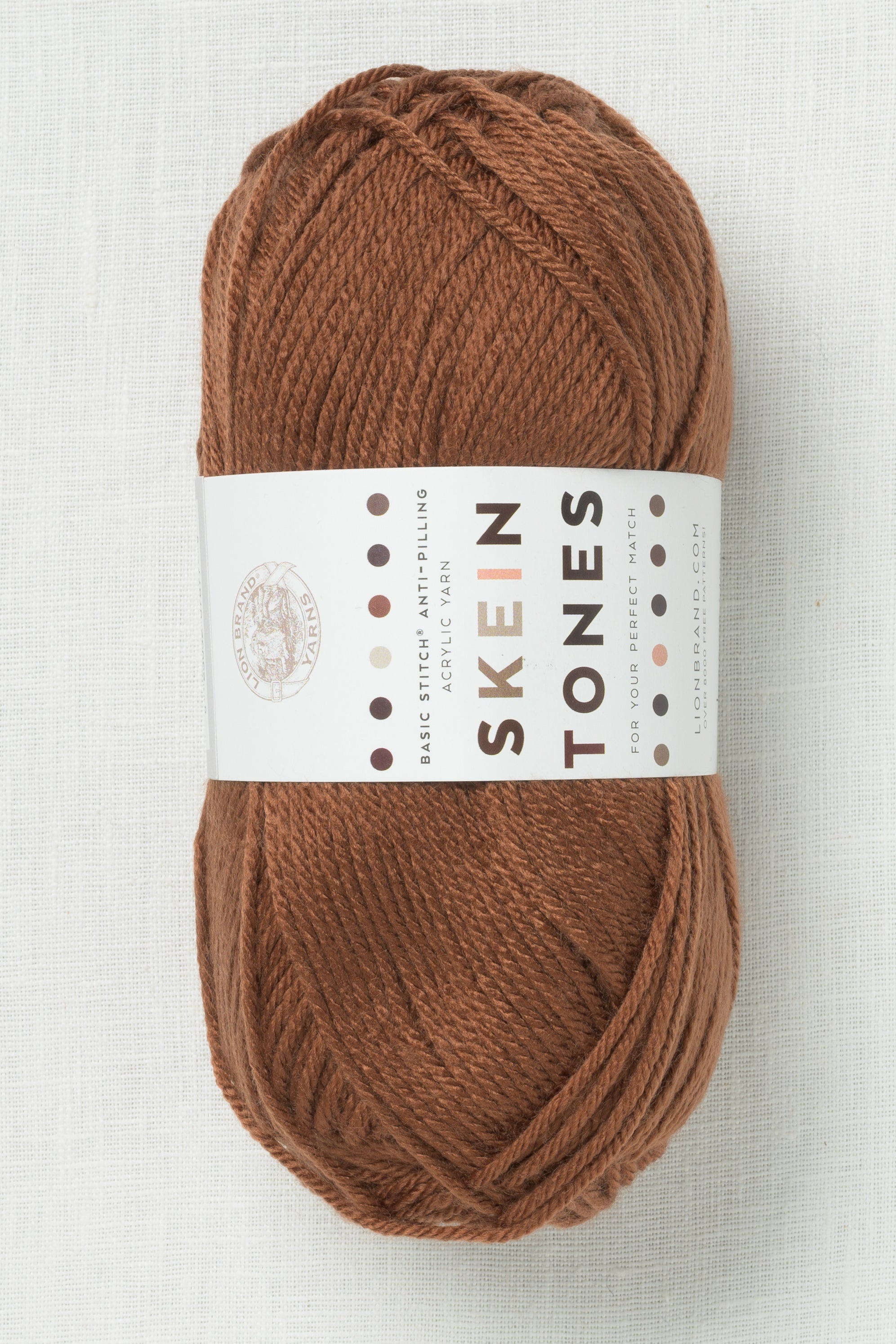 Lion Brand Basic Stitch Anti-Pilling Yarn - Worsted Weight, Machine Washable, For Knitting & Crochet (Mahogany, 1 Pack)