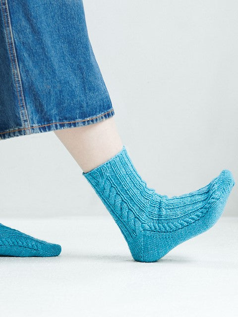 Toe-up Cabled Socks by Nicole Winer – Wool and Company