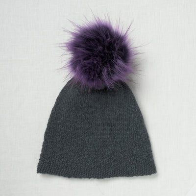 Luxe Faux Fur Pom Purple Raccoon