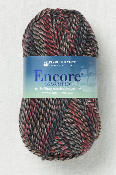 Plymouth Encore Worsted Colorspun 7811 Red Black