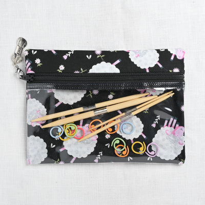 Knitty Ditty Bags, Small Clear Ditty Notion Bag, Black Sheep Print