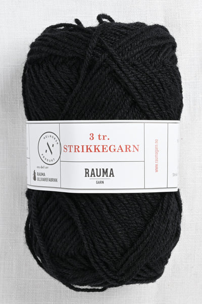 Rauma 3-Ply Strikkegarn 136 Black