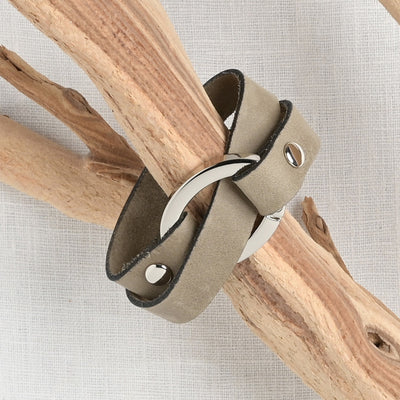 JUL Designs Flat Oval Ring Shawl Cuff, Pewter w/ Nickel Hardware
