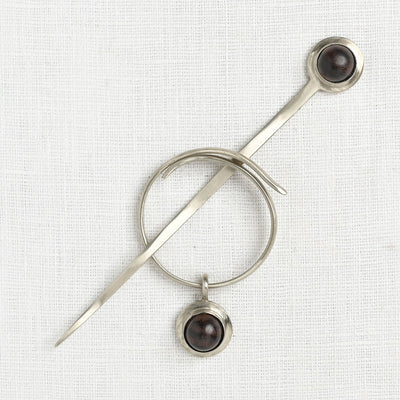 JUL Designs Spiral Cabochon Charm Lock Shawl Pin, White Brass