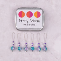 Pretty Warm Designs Turquoise & Pink Bead Stitch Markers, 6 ct.