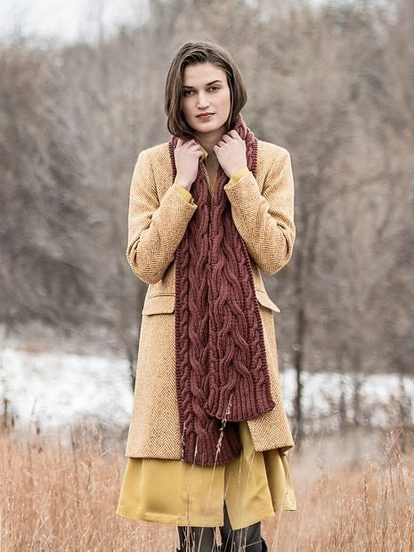 Edina Cabled Scarf by Beverly Mazzarella – Wool and Company