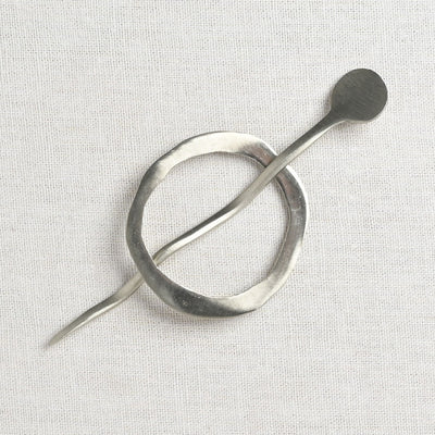 JUL Designs Mid Century Modern Circle Shawl Pin, White Brass