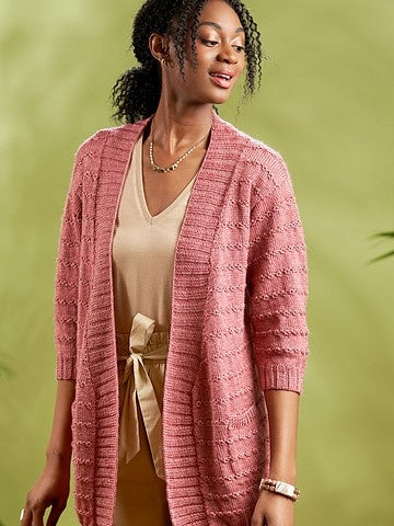 Textured Pink Cardigan Celeste Textured Long Cardigan – Wool And