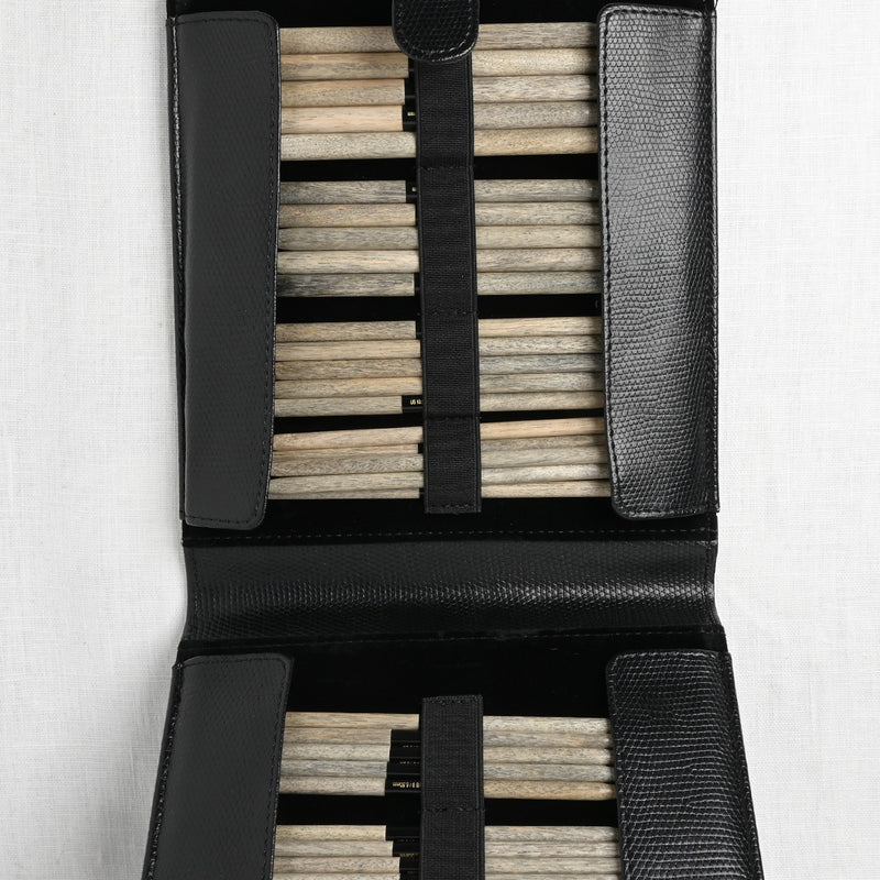 Lykke Driftwood 6" Double Point Needle Set, US 6-13, Black Textured Case