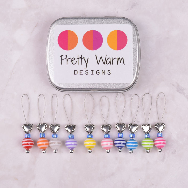 Pretty Warm Designs Striped Stitch Markers, 10 ct.