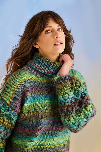 10706 Kelp Sleeve Sweater & Scarf by Sirdar