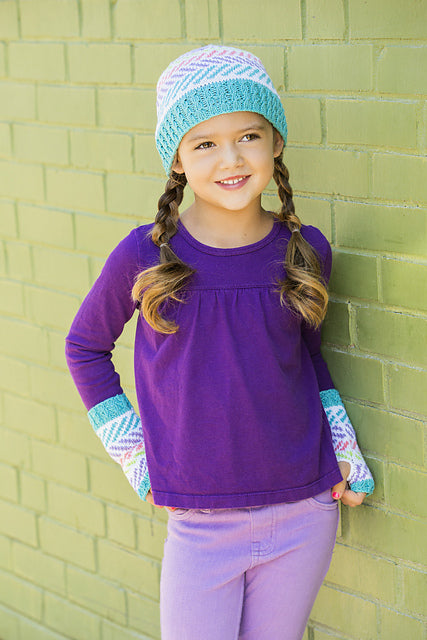 Playful Herringbone Hat and Mitts by Universal Yarn