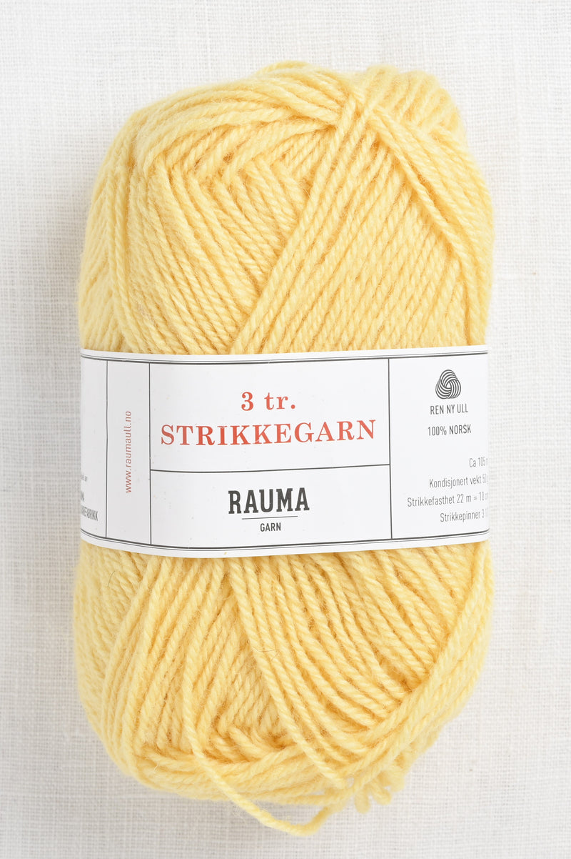 Rauma 3-Ply Strikkegarn 120 Light Yellow
