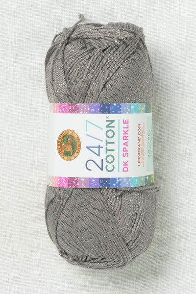 Lion Brand 24/7 Cotton DK Sparkle 302AE Iron Grey