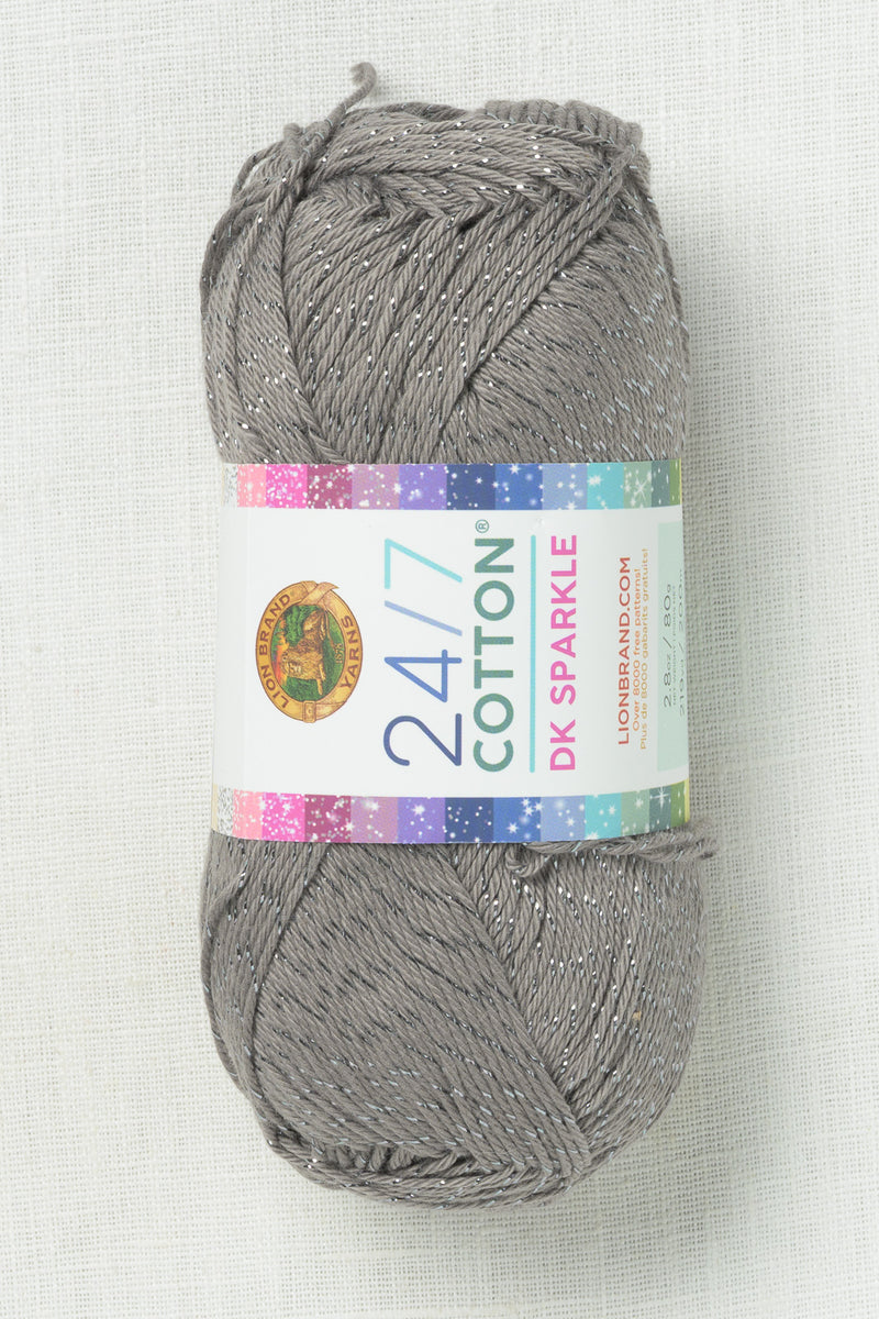 Lion Brand 24/7 Cotton DK Sparkle 302AE Iron Grey