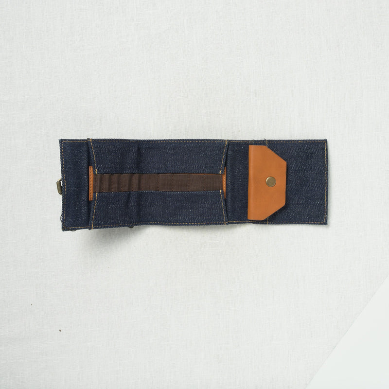 Lykke Taylor 3.5" Belt Closure Needle Case Denim with Camel Accent
