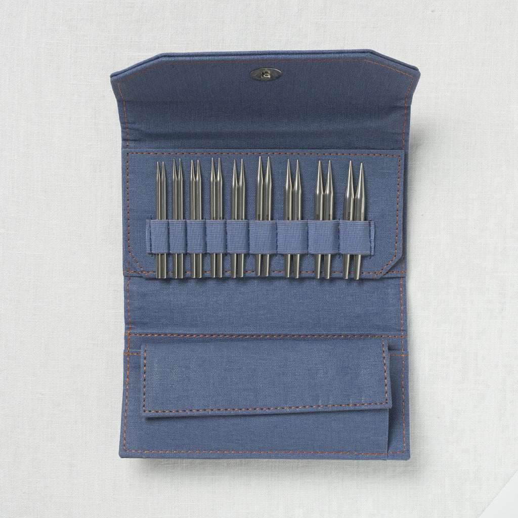 Lykke Flight 3.5" Deluxe Interchangeable Needle Set, US 3-10.5, Denim