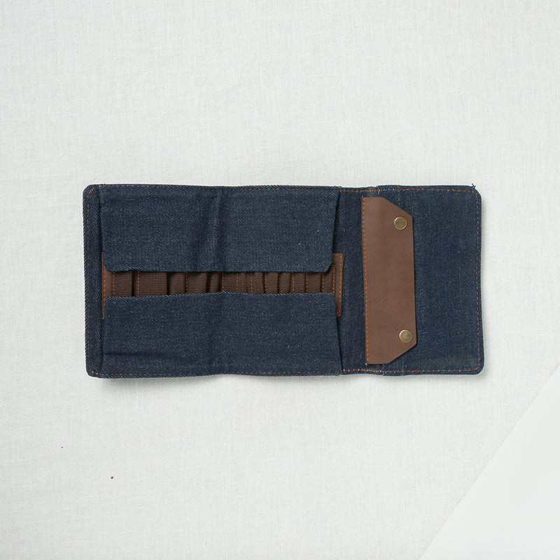 Lykke Taylor 5" Belt Closure Needle Case Denim with Chocolate Accent