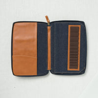 Lykke Oxford 5" Zipper Needle Case Denim with Camel Accent
