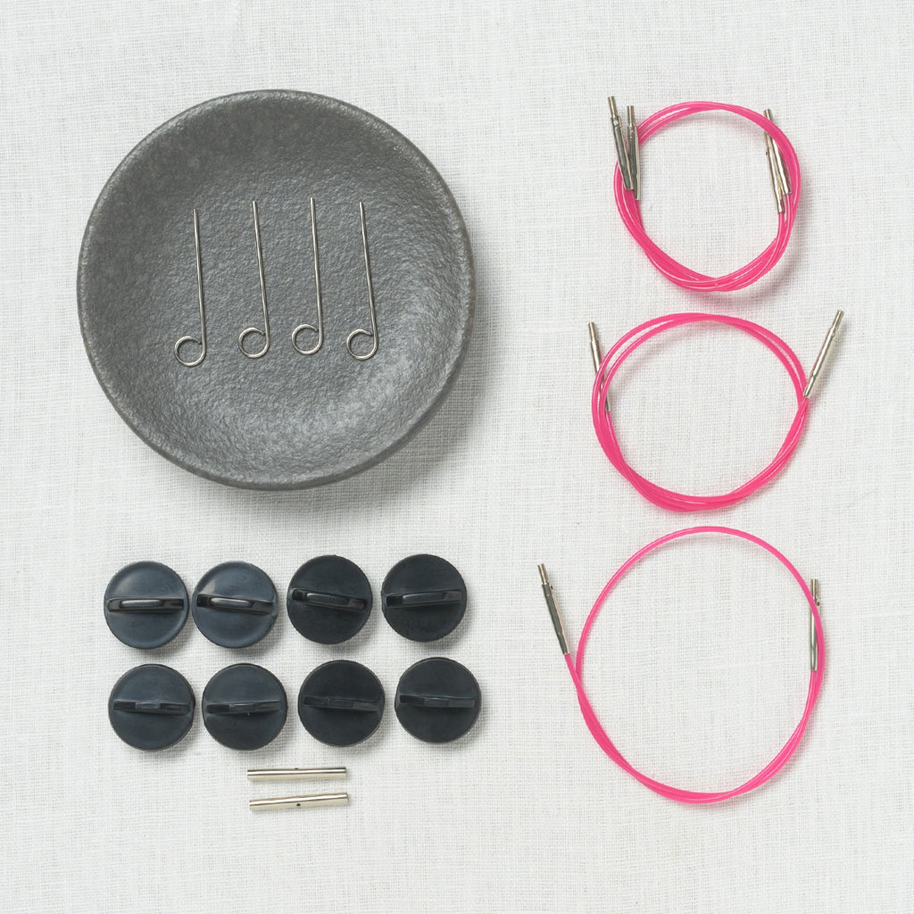 Lykke Blush 3.5" Interchangeable Circular Needle Set, Crimson Denim Case