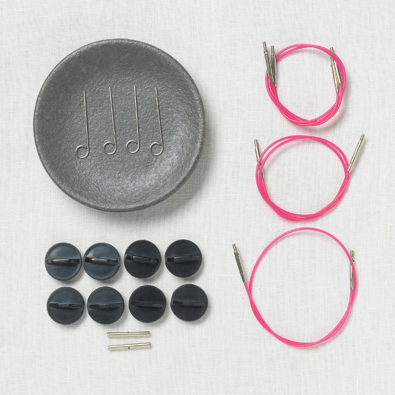 Lykke Blush 3.5" Interchangeable Circular Needle Set, Crimson Denim Case