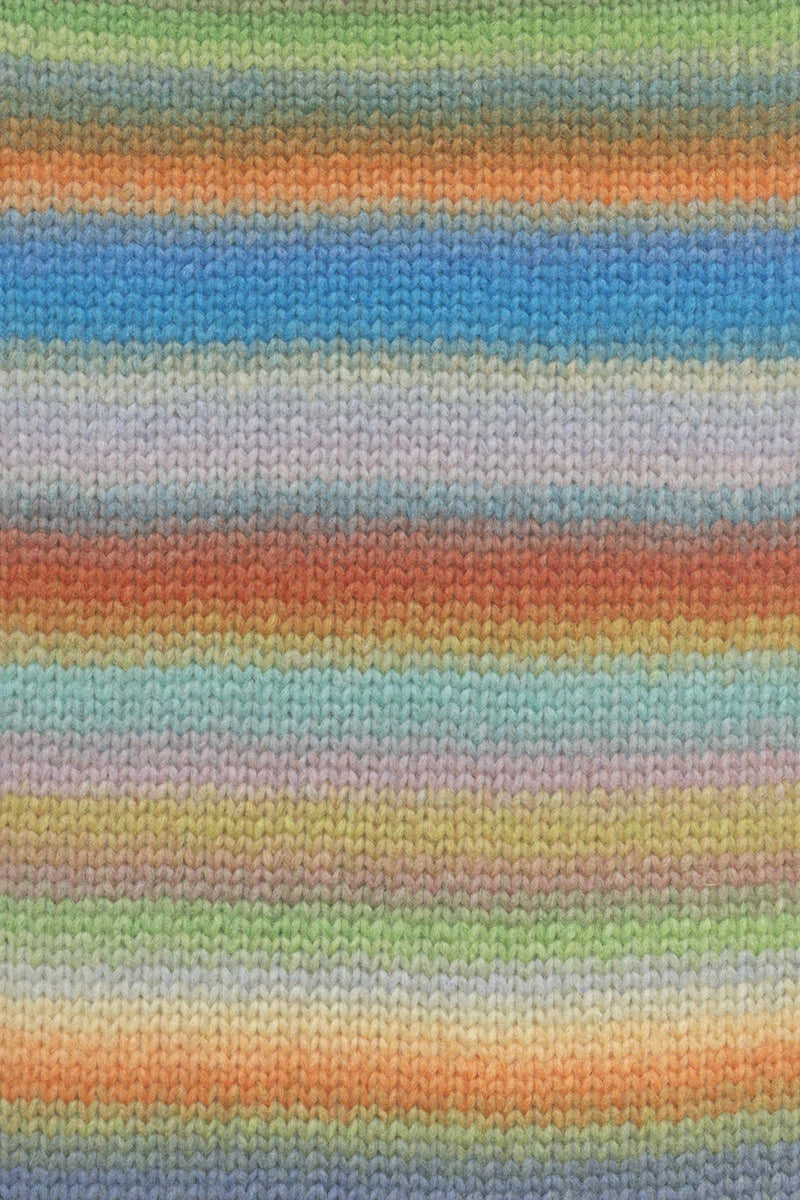 Lang Yarns Cloud 21 Blue Orange Green Pink swatch