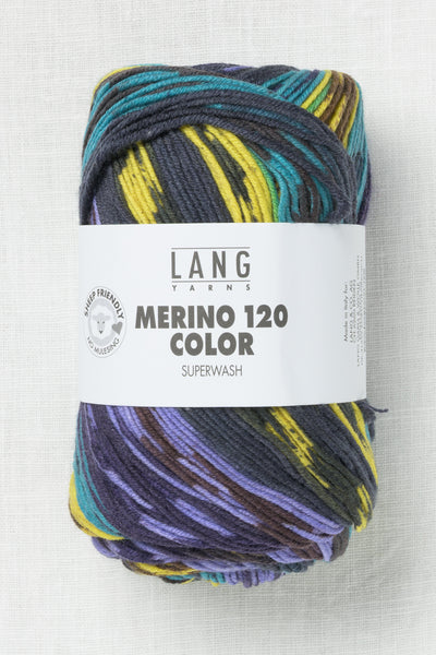 Lang Yarns Merino 120 Color 1 Violet Yellow Brown Aqua