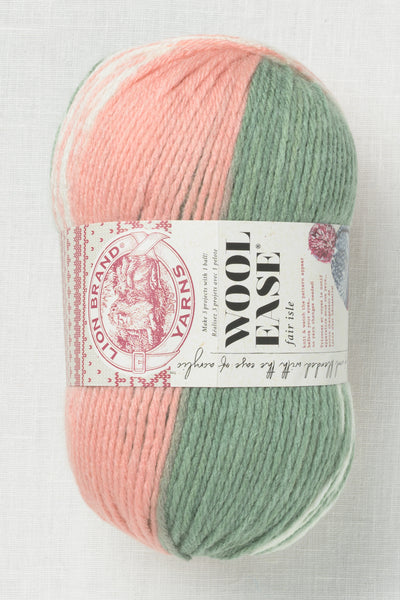 Lion Brand Wool Ease Fair Isle 211AW Sage Pink Salt