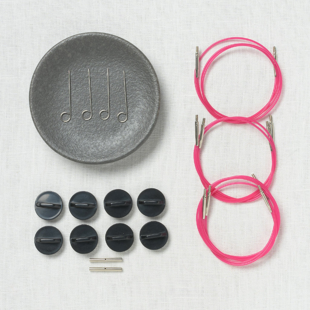 Lykke Blush 5" Interchangeable Circular Needle Set, Crimson Denim Case