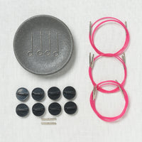 Lykke Blush 5" Interchangeable Circular Needle Set, Crimson Denim Case