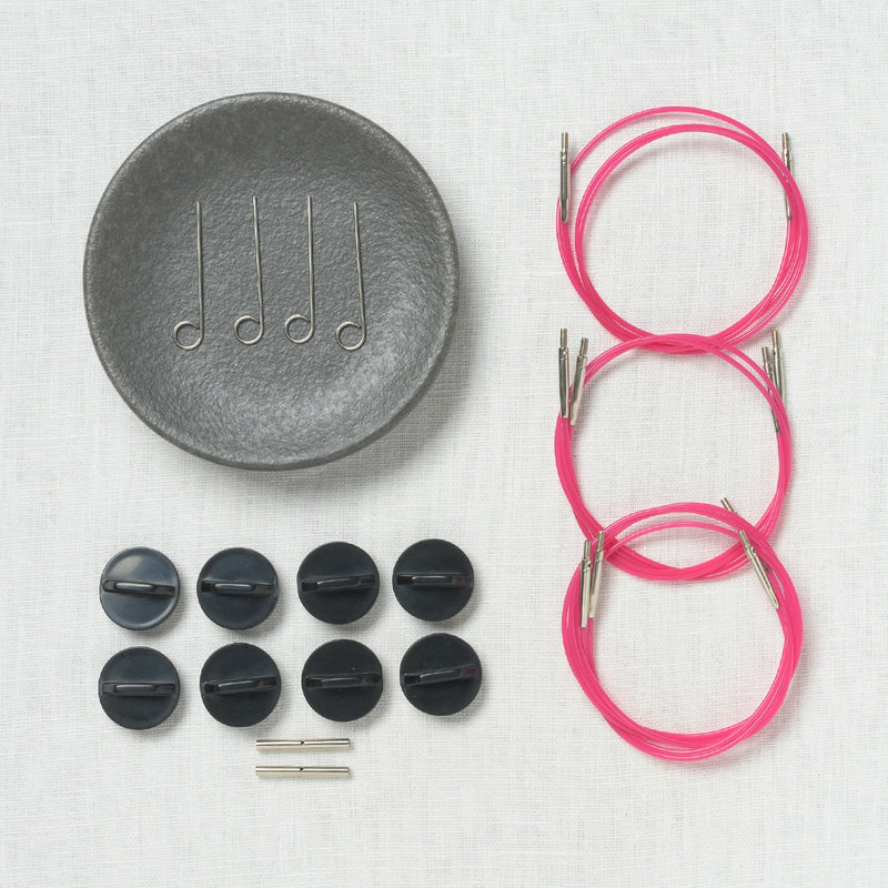 Lykke Blush 5" Interchangeable Circular Needle Set, Crimson Denim Case