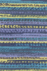 Lang Yarns Merino 120 Color 1 Violet Yellow Brown Aqua swatch