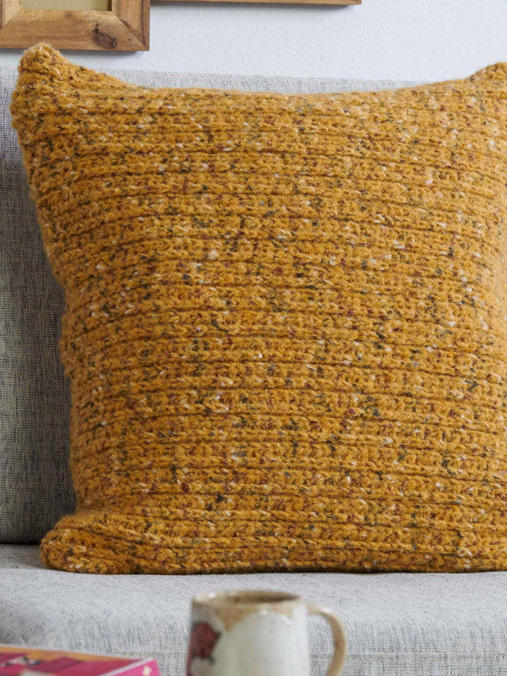 Felted Crochet Corrugated Pillow Cover by Bernat Design Studio