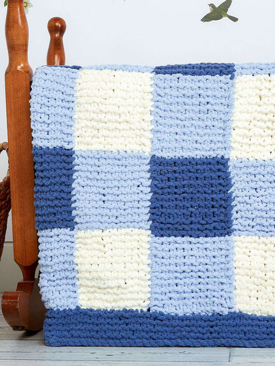 Knit Gingham Panels Blanket