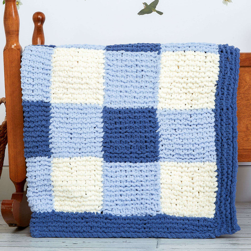 Knit Gingham Panels Blanket