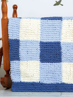 Knit Gingham Panels Blanket