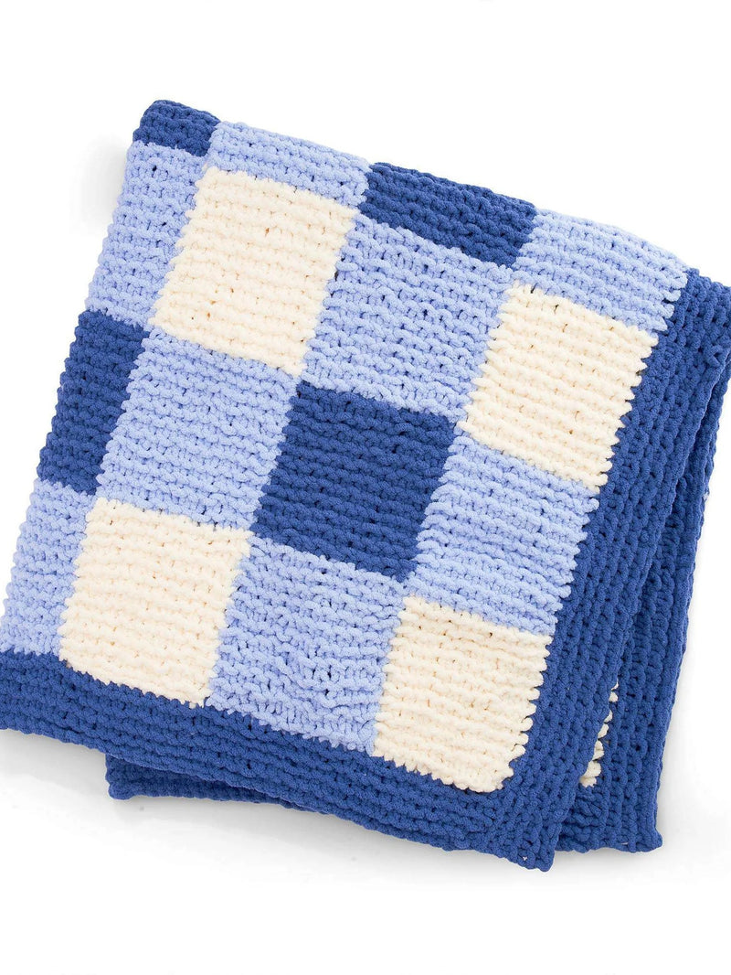Knit Gingham Panels Blanket