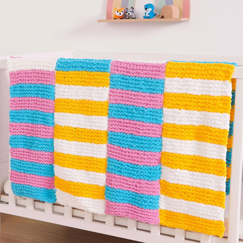 Striping Panels Knit Baby Blanket