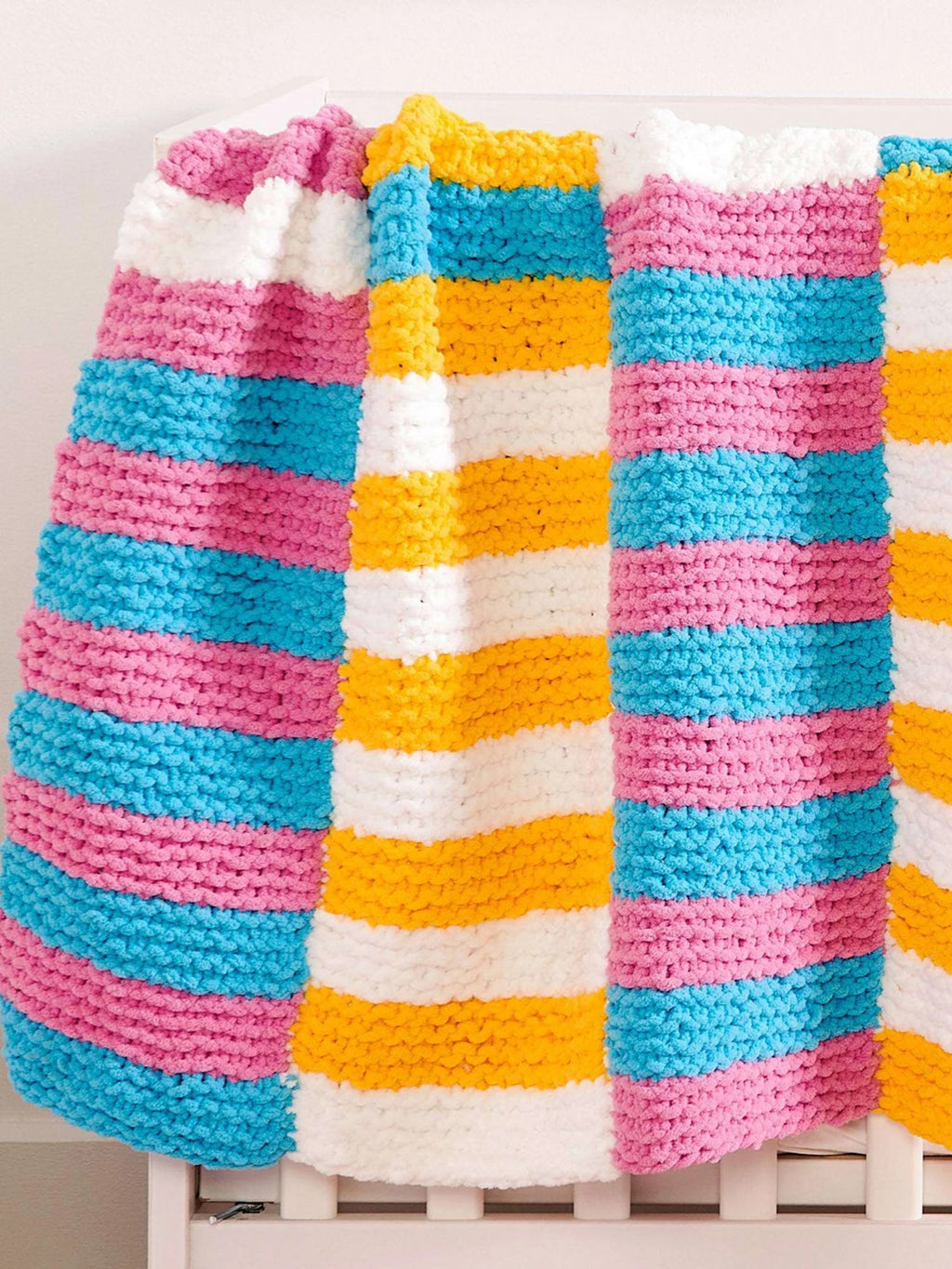 Striping Panels Knit Baby Blanket