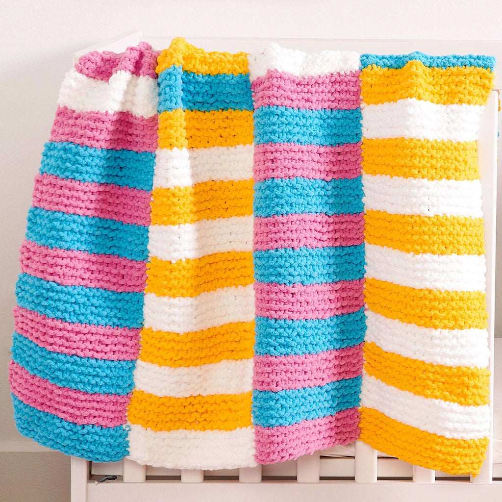 Striping Panels Knit Baby Blanket