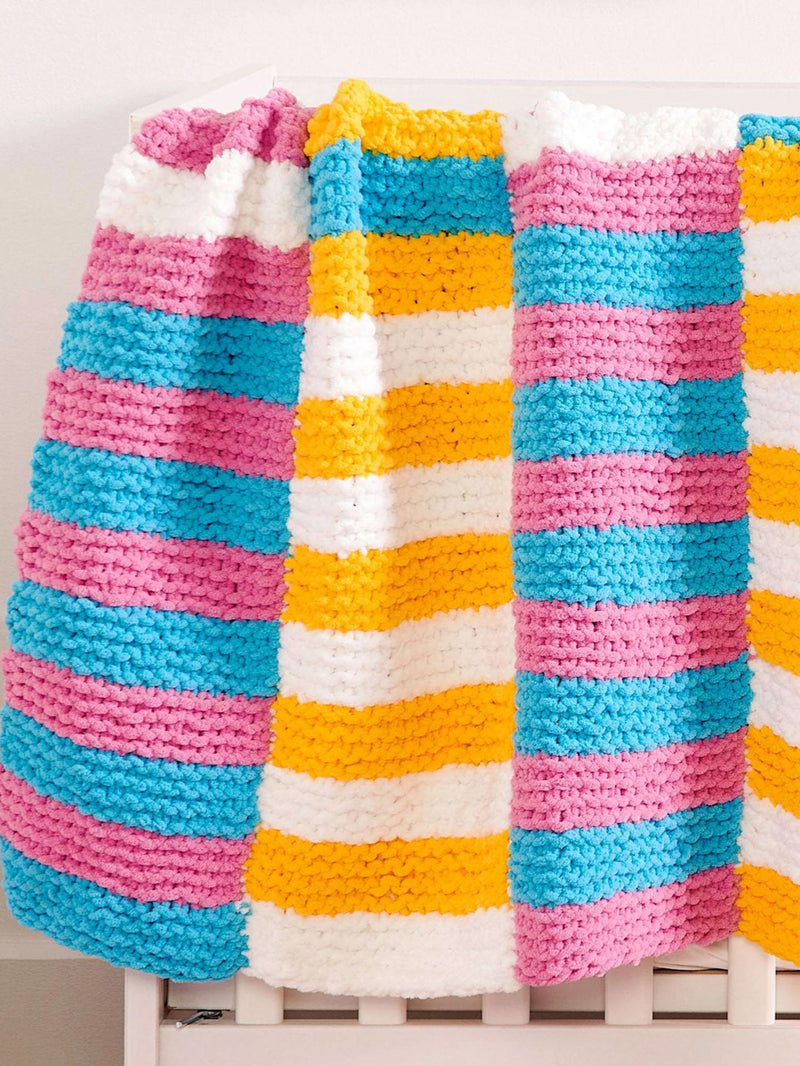 Striping Panels Knit Baby Blanket