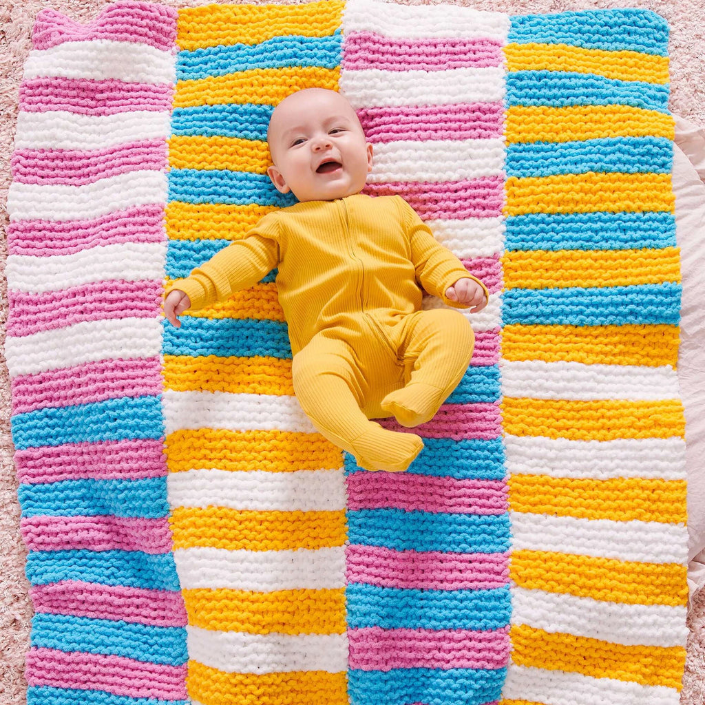 Striping Panels Knit Baby Blanket