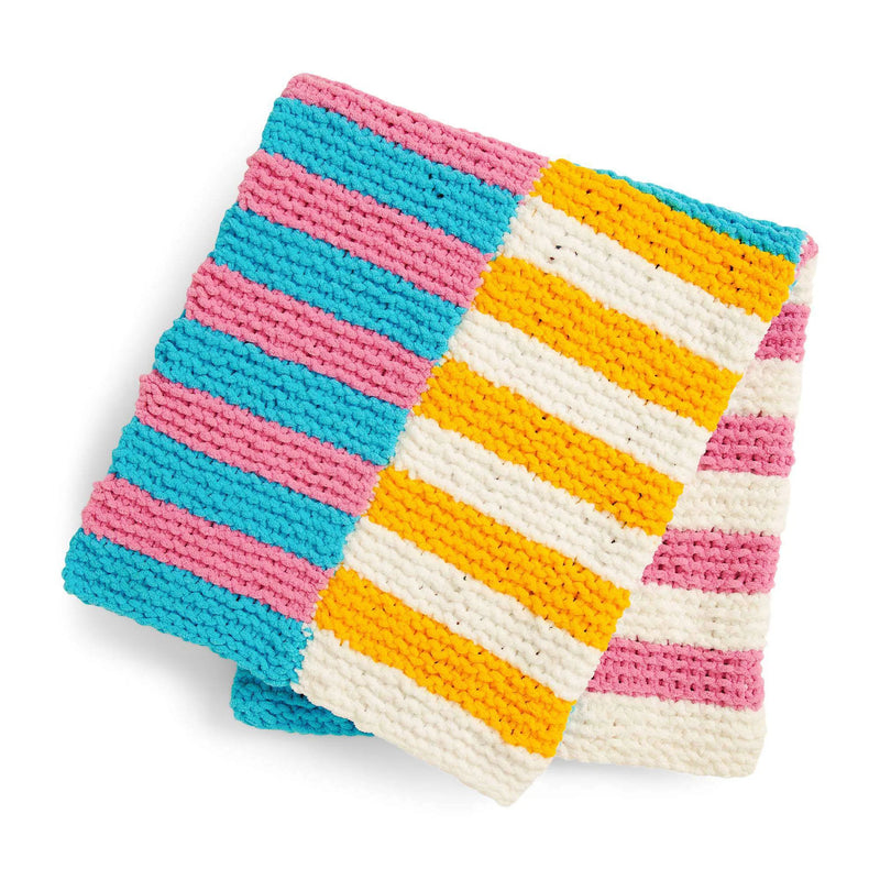 Striping Panels Knit Baby Blanket